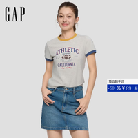 Gap 858888 Logo印花 浅灰白 M 女士T恤