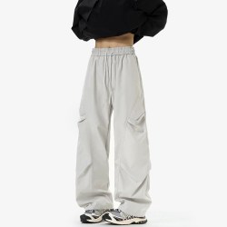 月伊纺 冲锋裤男夏季新款宽松百搭潮流运动裤男女款防泼水褶皱拼接休闲裤