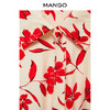 MANGO 红色花朵印花衬衫领连体裤 S