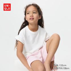 优衣库 童装女童AIRism棉混纺休闲套装/短袖26春夏新款484019 11 粉红色 130