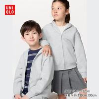 优衣库 童装男童女童高弹力快干运动拉链连帽卫衣长袖486652 486652/03灰色 160