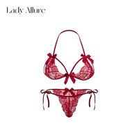 LADYALLURE 情绪感蕾丝蝴蝶结 女士文胸套装