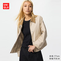 优衣库 休闲短茄克女装男装/巴恩风外套夹克484664 483807/31米色 XS