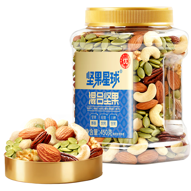 坚果星球 沃隆 混合坚果 6种纯坚果450g 买一赠一