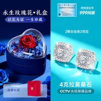 东方佳人 莫桑钻方糖耳钉 S925银 银色