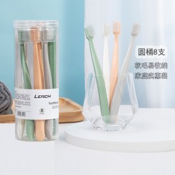 乐齿 彩虹小头软毛牙刷成人清洁口腔不伤牙龈圆桶装干净防尘套