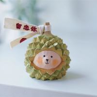 木易 榴莲小熊小木雕金枕榴莲可爱桌面摆件见面礼创意新年礼物女生 榴莲小熊木雕摆件-带布条