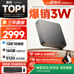 SAMBADA 15%惠科HKC迷你主机盒子便携 MINI台式机办公台式机电脑（i5-12600H 16G 512G WiFi6）