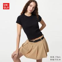 优衣库 女装罗纹圆领短袖T恤 484457