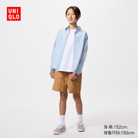 优衣库 童装男童女童休闲衬衫/长袖优衣库衬衣491605 484842/61水蓝色 160