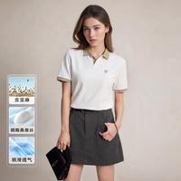 Mind Bridge 含桑蚕丝&亚麻棉夏季女式海鸥领短袖T恤运动休闲翻领Polo衫