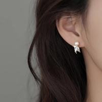 花饰庄园 珍珠鱼尾耳钉小众耳环轻奢感女耳饰 金色