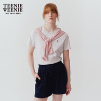 TEENIE WEENIE 小熊女装夏季休闲活力粉色棉圆领短袖白小T恤 浅灰色