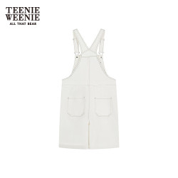 TEENIE WEENIE 小熊女装春夏装牛仔背带短裤简约时尚休闲通勤连体裤 象牙白 S (160)