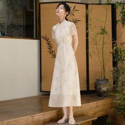 香影 女士短袖连衣裙 复古风