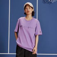 Champion 冠军品牌 男女同款圆领短袖T恤 刺绣草写logo透气纯棉