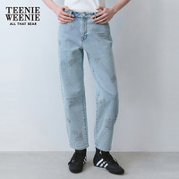 TEENIE WEENIE 小熊 女装简约时尚高腰直筒牛仔裤