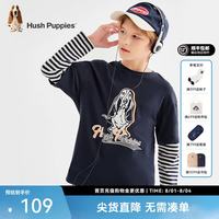 暇步士 宽松舒适潮流帅气假两件衬衫 藏蓝 130 cm略薄