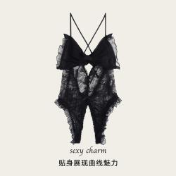 宜而爽 纯欲网纱透视连体文胸套装女性感火辣居家睡衣