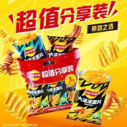 乐事 大波浪 马铃薯片组合装 3口味 70g*3袋（铁板鱿鱼味70g+香烤鸡翅味70g+碳烤五花肉味70g）