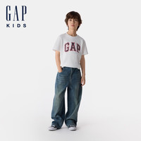 Gap 男童纯棉胶印字母logo短袖T恤 白色 120cm