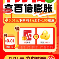 京东 E卡一分购 0.1元得1元e卡+100京豆
