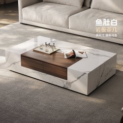 兰朵达 CJ79茶几 岩板方形茶几 110*70*35cm 白色