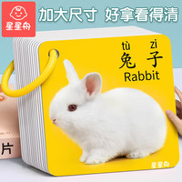 星星舟 婴儿早教卡片儿童玩具1-3岁看图识字动物认知卡1岁宝宝识物大尺寸 动物世界9*9cm