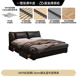 FA SA DI HOUSEHOLD C2088皮 头层牛皮床 1500mm*2000mm 框架三抽结构