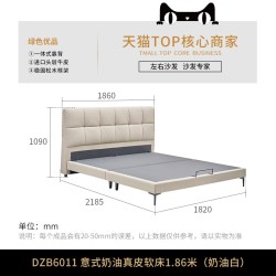 左右家私 左右 6011 真皮床 1800*2000mm 影清灰