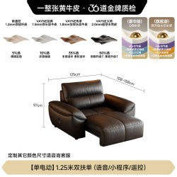 FA SA DI HOUSEHOLD 直排SF1313皮 电动沙发 1.25米 双扶单 头层牛皮 复古 客厅