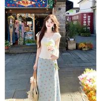 妍莉芬 碎花鱼尾连衣裙套装 XL