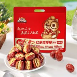 三只松鼠 枣夹核桃400g*2袋红枣孕妇零食健康营养