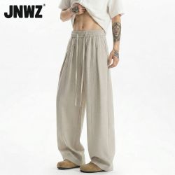 JNWZ 男士休闲裤 新款夏季防麻透气潮流宽松垂感抽绳纯色