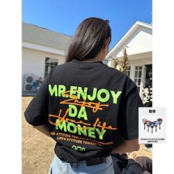 MEDM 夏季涂鸦字母印花短袖T恤 男女同款美式高街复古休闲半袖体恤