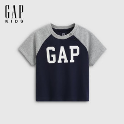 Gap 男女幼童纯棉Logo印花插肩袖短袖T恤 海军蓝 110cm
