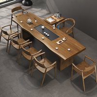 金沙公爵 新中式实木茶桌现代简约办公室功夫茶台茶盘一体泡茶桌桌椅组合