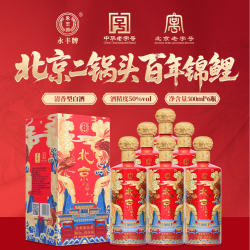 永丰牌 百年锦鲤北京二锅头 50%vol 清香型白酒 500ml*6瓶