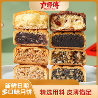 卢师傅 多口味老五仁花生黑芝麻椰蓉巧克力蔓越莓中秋月饼传统糕点100g*3+30g*2