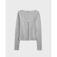 Abercrombie & Fitch 139-5708 方领罗纹小麋鹿图案 浅灰色 XL 女士T恤
