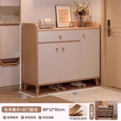 蔓斯菲尔 B33-20250411 实木鞋柜 80*32*85CM 秋禾橡木+白