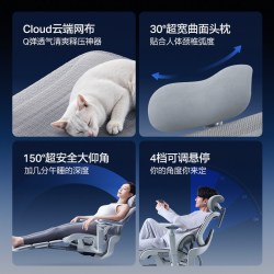 永艺 Flow360 人体工学椅 电脑椅 雾灰 魔毯搁脚