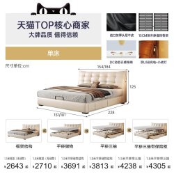 帕沙曼 真皮床高箱床储物床主卧大床1米8双人床婚床软包床政府补贴