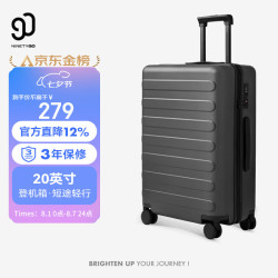 90分 行李箱20英寸可登机大容量密码旅行PC拉杆箱钛金灰 20英寸