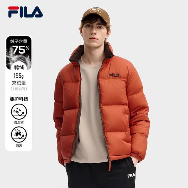 FILA 防泼水防污渍两面穿 浅锈红 XS 运动羽绒服