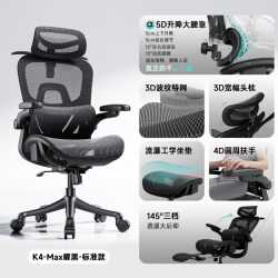 杰庭 K4Max+ JT-K4 人体工学电脑椅 4D扶手 曜黑色