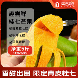 趣尝鲜 百色桂七芒果 净重5斤 单果200g+ 核薄无丝 热带水果 源头直发
