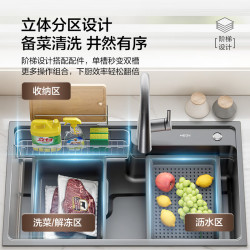 恒洁 DMB192-078-SN 纳米气垫立体分区 780mm大单槽 水槽套装