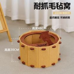 瓜洲牧 温泉窝猫泡面桶宠物窝毛毡猫窝猫抓板猫玩具窝狗窝封闭式钻洞款 毛毡猫窝泡面桶棕色--大号直径48/高20