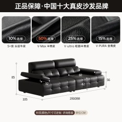 浪度家居 浪度 劳伦斯 PF1061 真皮沙发 2.5米直排 纯色